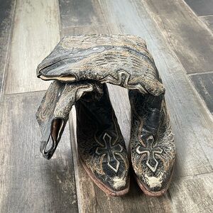 Lightly Worn Corral Boots with Cross and Wings